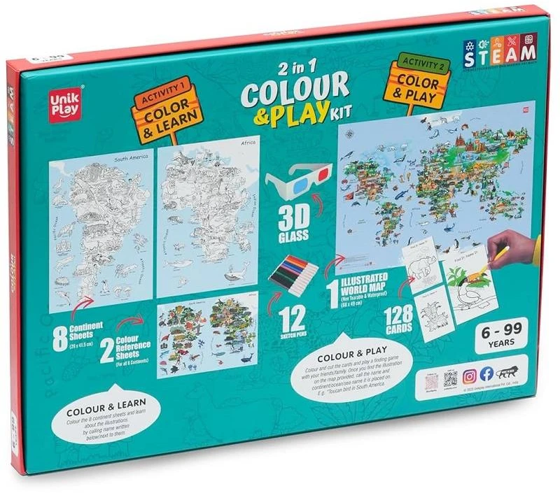 Hobilt 2in1 edukacinis geografijos spalvinimo ir žaidimo rinkinys vaikams EN