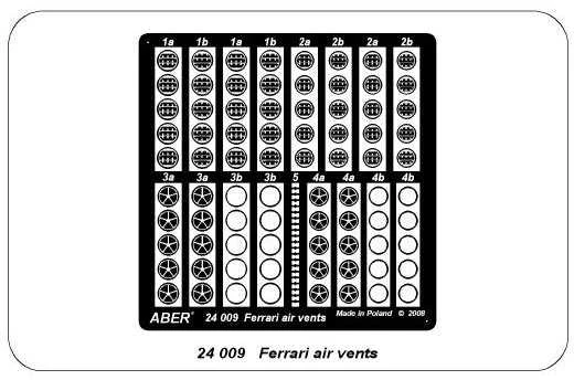 Aber Ferrari oro angų fotocheminis detalizavimo rinkinys 24009