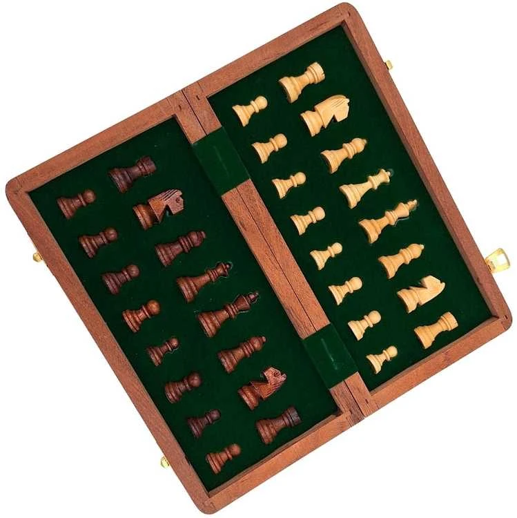 Mirtop Klasikiniai magnetiniai mediniai šachmatai, lankstoma lenta 30×30 cm
