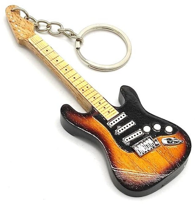 Hobilt „Deep Violetinė“ gitaros formos medinis raktų pakabukas – Ritchie Blackmore stilius