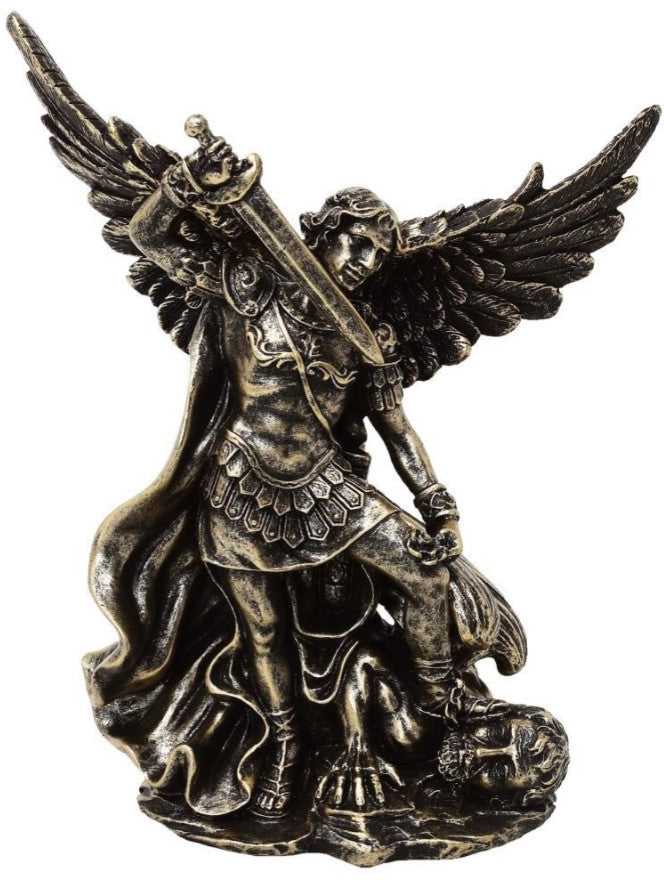 Hobilt Arkangelo Mykolo statulėlė kovoje su drakonu, polirezinas, 13,5 cm
