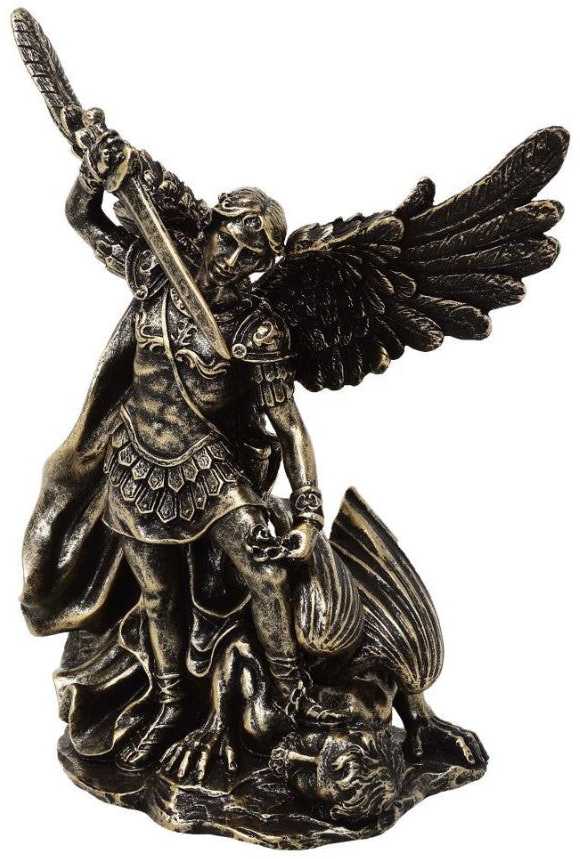 Hobilt Arkangelo Mykolo statulėlė kovoje su drakonu, polirezinas, 13,5 cm