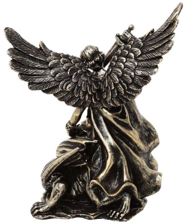 Hobilt Arkangelo Mykolo statulėlė kovoje su drakonu, polirezinas, 13,5 cm