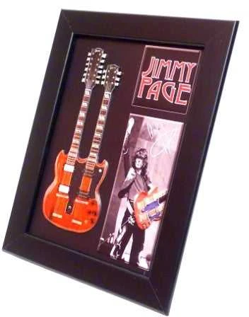 Hobilt Jimmy Page dvigubo grifo mini gitara rėmelyje – Led Zeppelin gerbėjams