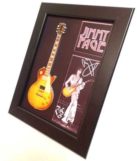 Hobilt Jimmy Page mini gitara rėmelyje – kolekcinė dovana Led Zeppelin fanams