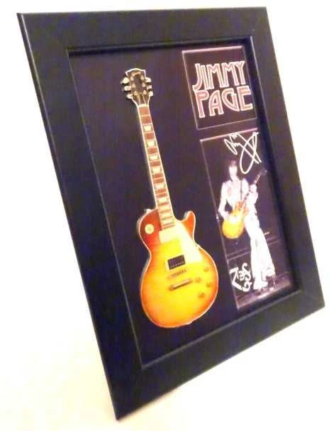 Hobilt Jimmy Page mini gitara rėmelyje – kolekcinė dovana Led Zeppelin fanams