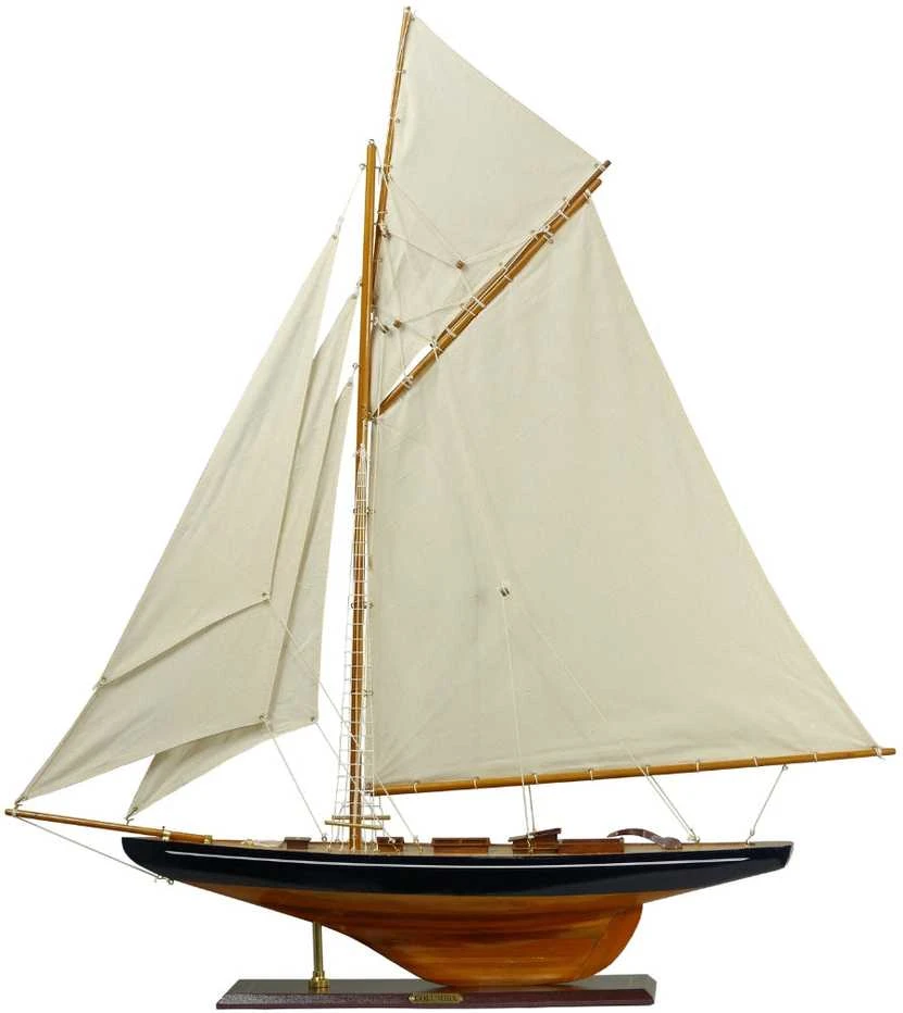 Hobilt Legendinės burinės jachtos „Columbia“ modelis 104 cm – medinis, drobės burės