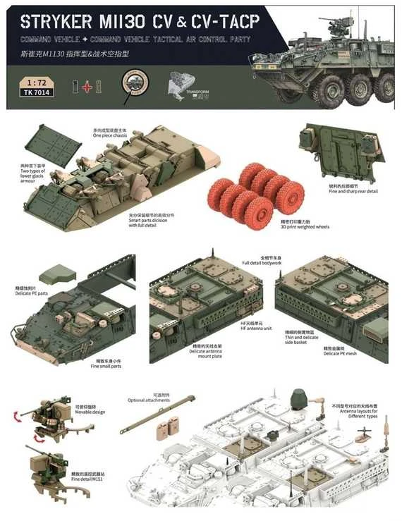 3R Model M1130 Stryker CV & CV-TACP 1/72 surenkamas plastikinis rinkinys 1+1 (3R)