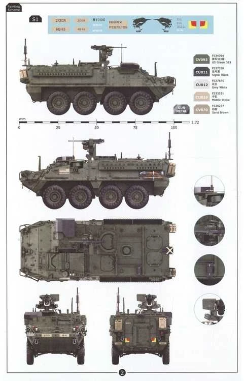 3R Model M1130 Stryker CV & CV-TACP 1/72 surenkamas plastikinis rinkinys 1+1 (3R)