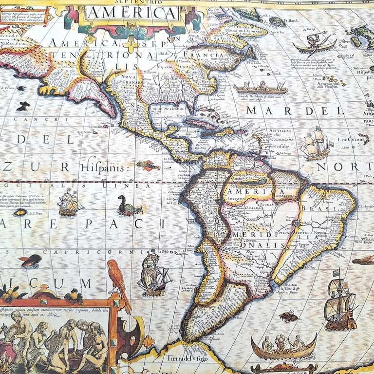 Hobilt Amerikos žemėlapis 1628 – J. Hondijaus istorinė reprodukcija, 37,5×50 cm