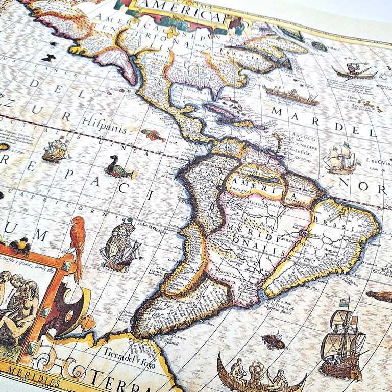 Hobilt Amerikos žemėlapis 1628 – J. Hondijaus istorinė reprodukcija, 37,5×50 cm