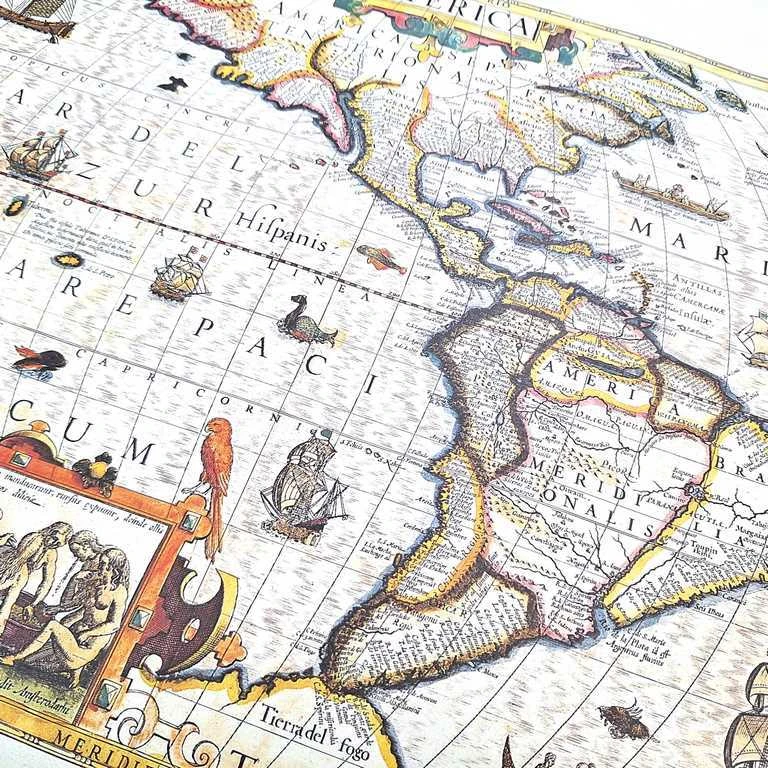 Hobilt Amerikos žemėlapis 1628 – J. Hondijaus istorinė reprodukcija, 37,5×50 cm