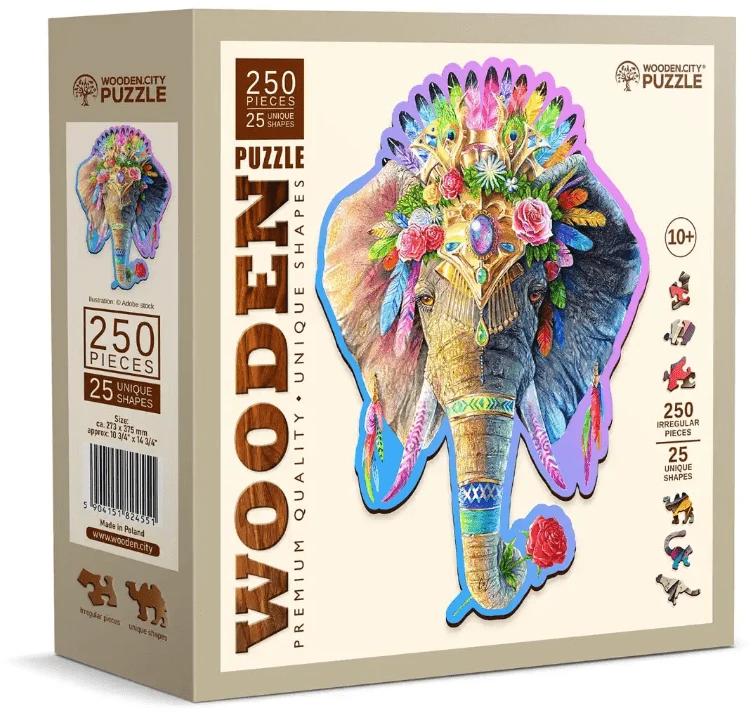 Hobilt Medinė dėlionė Woodencity Elegant Elephant, 250 detalių