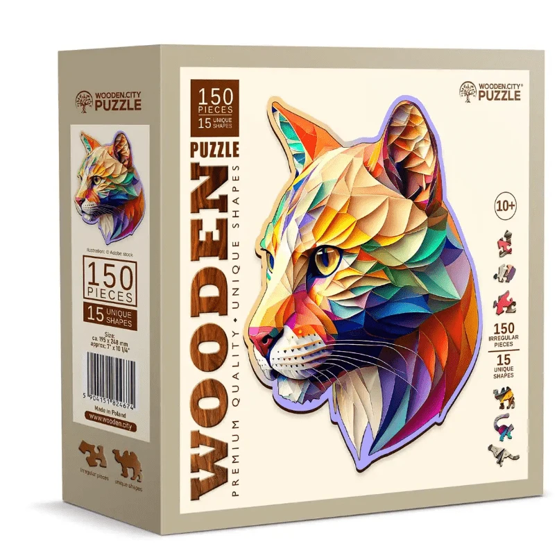 Hobilt Medinė dėlionė Woodencity Gaudy Cougar, 150 detalių