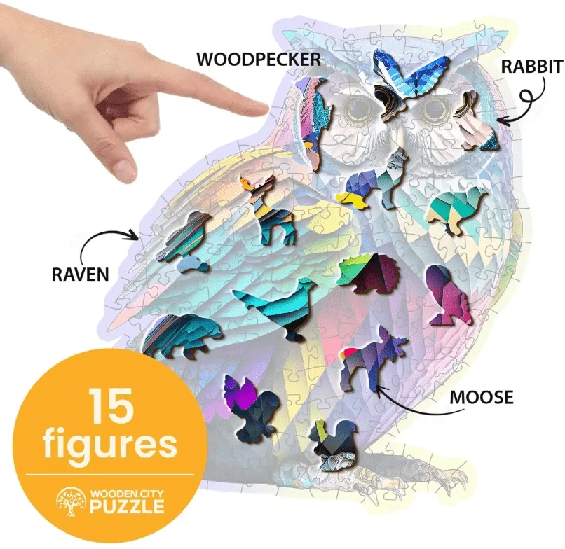 Hobilt Medinė dėlionė Woodencity Trendy Owl, 150 detalių