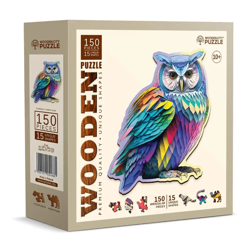 Hobilt Medinė dėlionė Woodencity Trendy Owl, 150 detalių