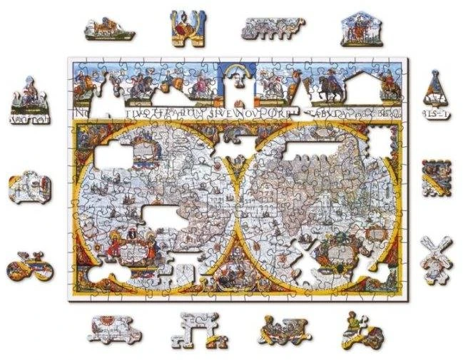 Hobilt Medinė dėlionė senovinis pasaulio žemėlapis Nova Terrarum, 200 detalių