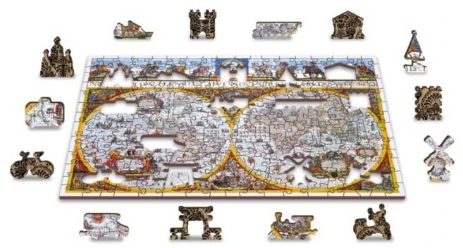 Hobilt Medinė dėlionė senovinis pasaulio žemėlapis Nova Terrarum, 200 detalių