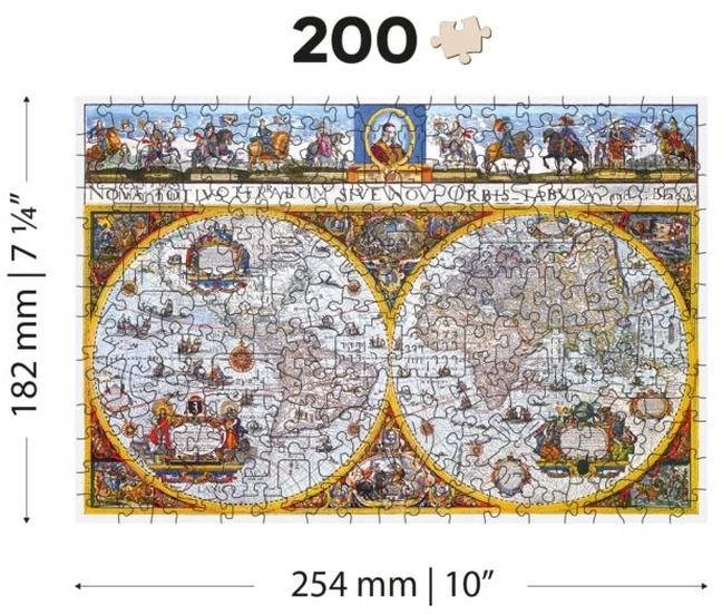 Hobilt Medinė dėlionė senovinis pasaulio žemėlapis Nova Terrarum, 200 detalių