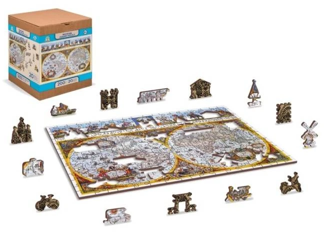 Hobilt Medinė dėlionė senovinis pasaulio žemėlapis Nova Terrarum, 200 detalių