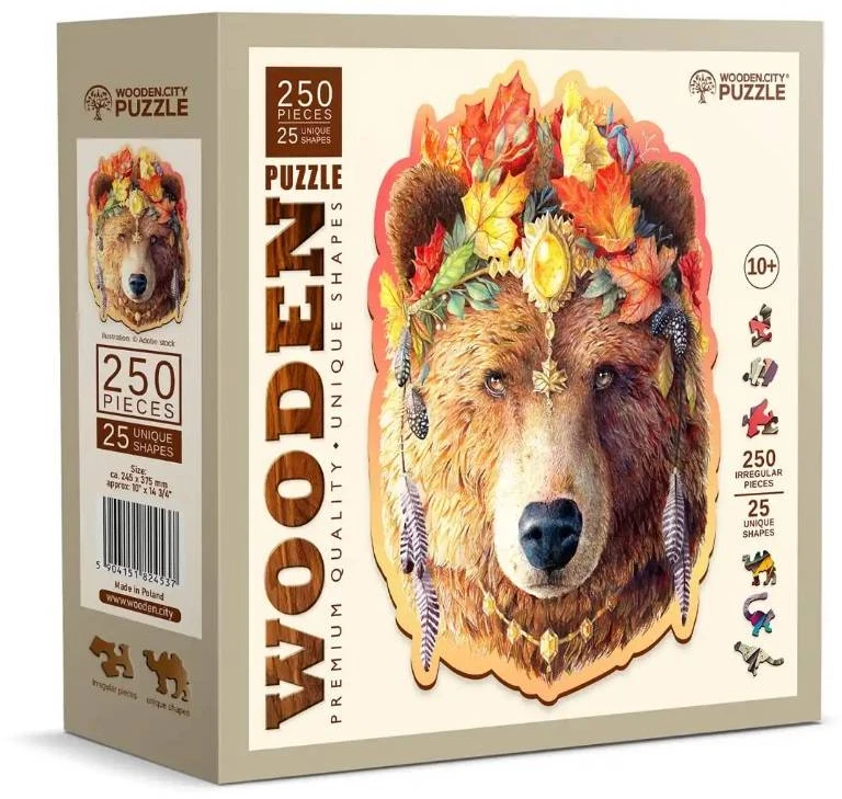 Medinė dėlionė Woodencity Stylish Bear, 250 detalių