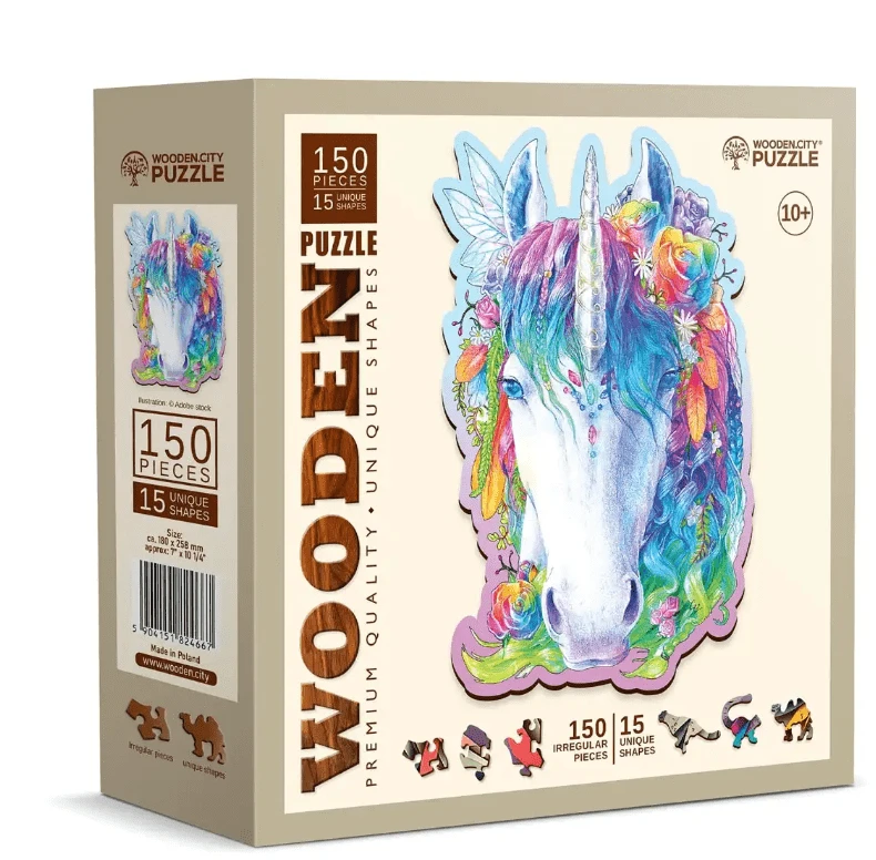 Medinė dėlionė Woodencity Stylish Unicorn, 150 detalių
