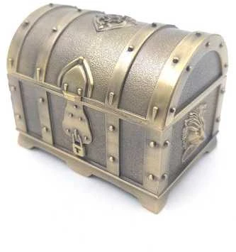 Hobilt Metalinė lobio dėžutė – sidabrinė su auksiniais akcentais, 7×5×5 cm
