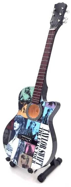 Hobilt Mini dekoratyvinė mahagoninė gitara, kolekcinė 24,5 cm, Taylor Swift gerbėjams