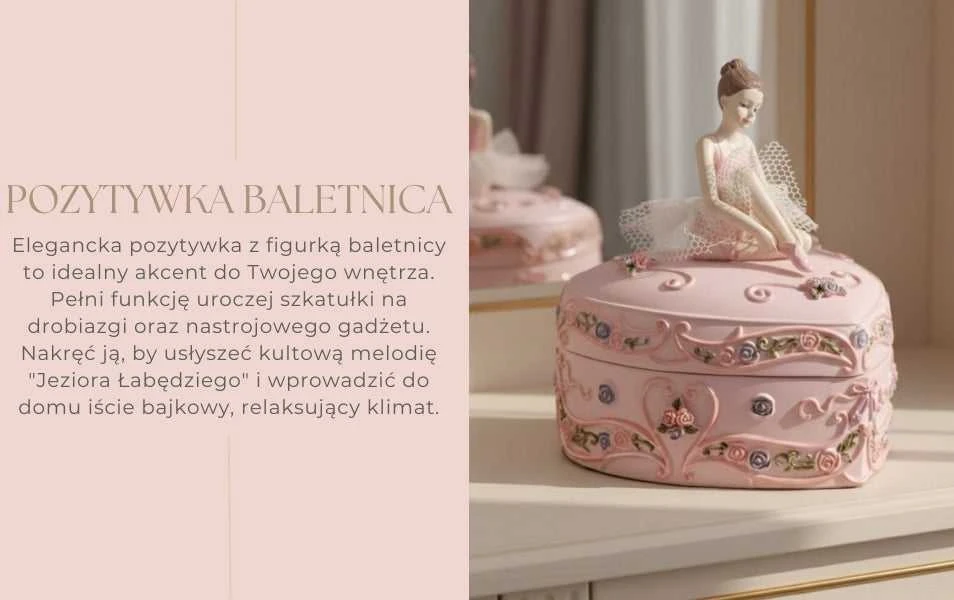 Hobilt Muzikinė dėžutė „Gulbių ežeras“: širdelės forma, balerina, papuošalams