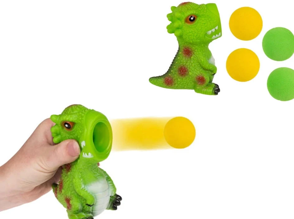 Hobilt Šaudyklė Squeeze Popper dinozauras su 3 minkštais kamuoliukais