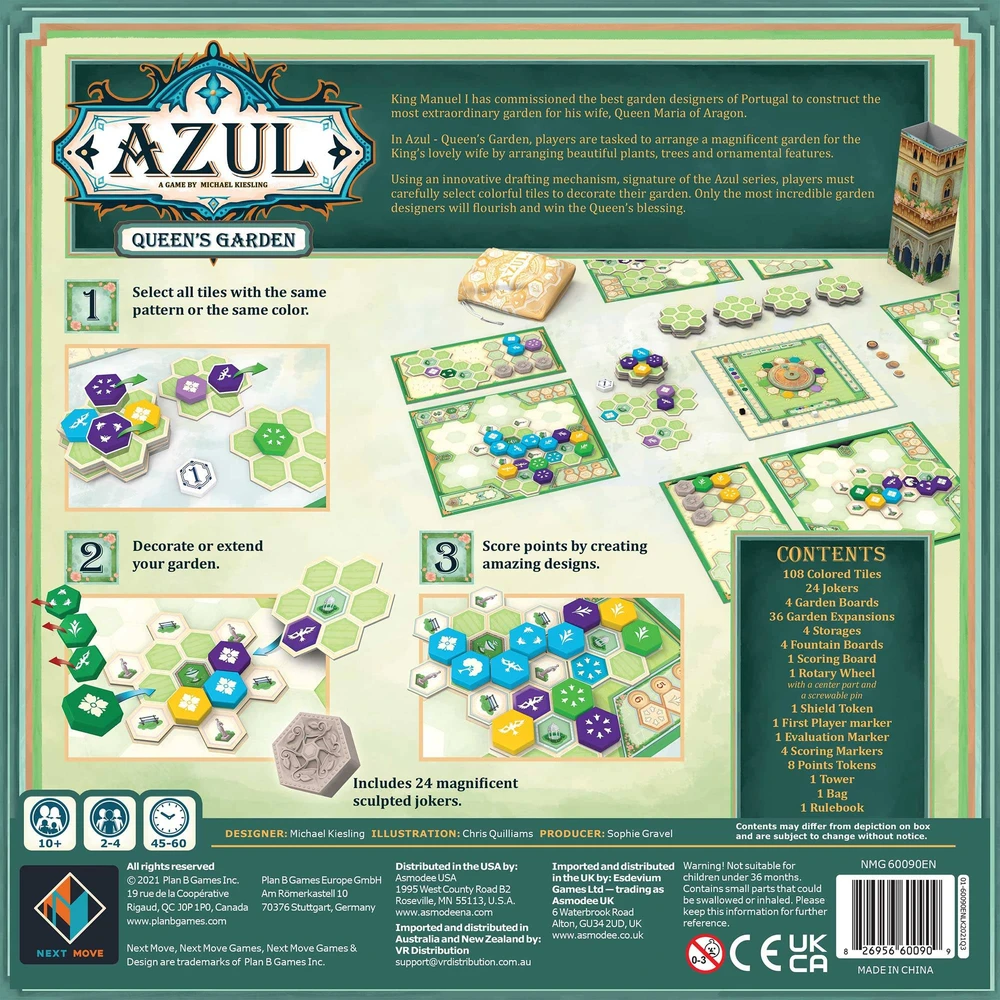 Hobilt Stalo žaidimas „Azul: Queen's Garden“ 2-4 žaidėjams