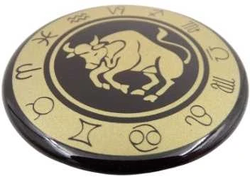 Hobilt Jaučio zodiako magnetas šaldytuvui, emaliuotas, auksinis, 6 cm – dovana Jaučiui