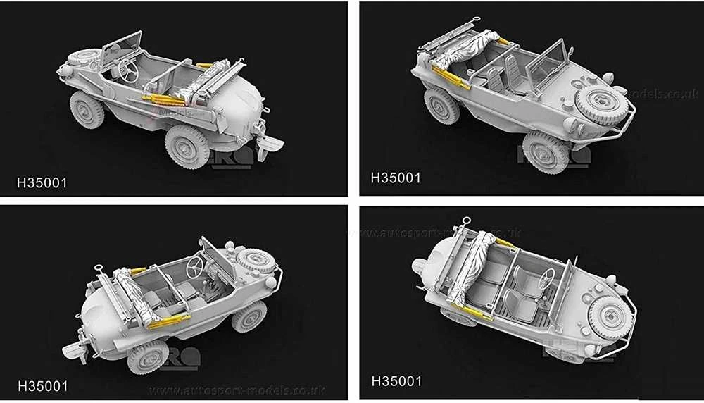 Hero Hobby Kits Vokiečių amfibija Schwimmwagen Type 166, 1/35 plastikinis rinkinys
