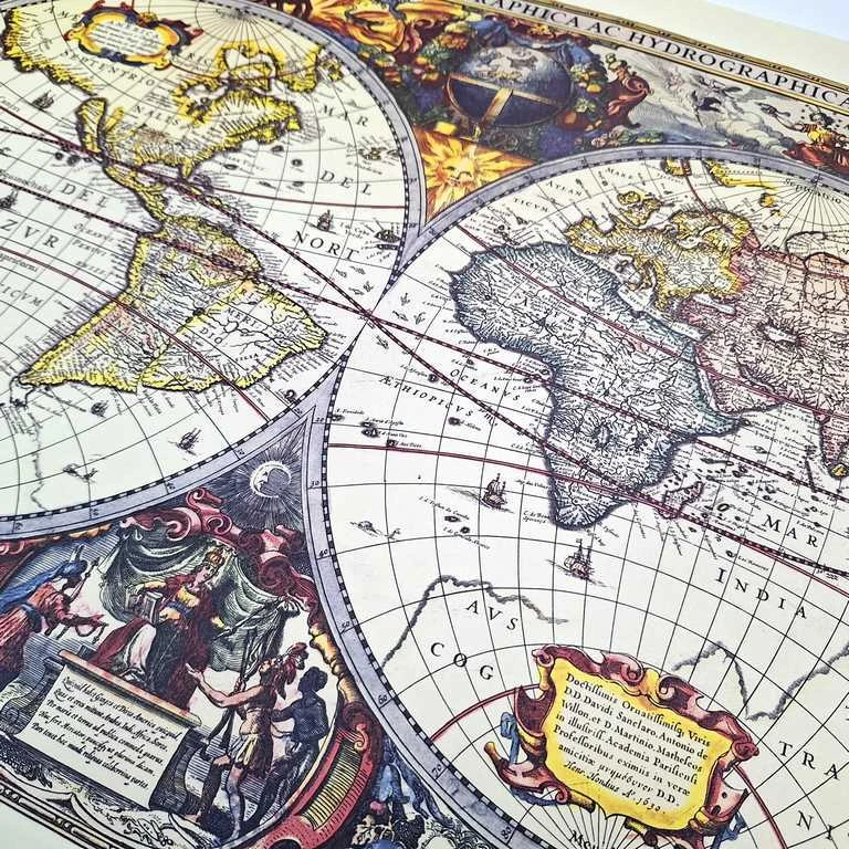 Hobilt Pasaulio žemėlapis (1630) – H. Hondius, istorinis atspaudas sienai