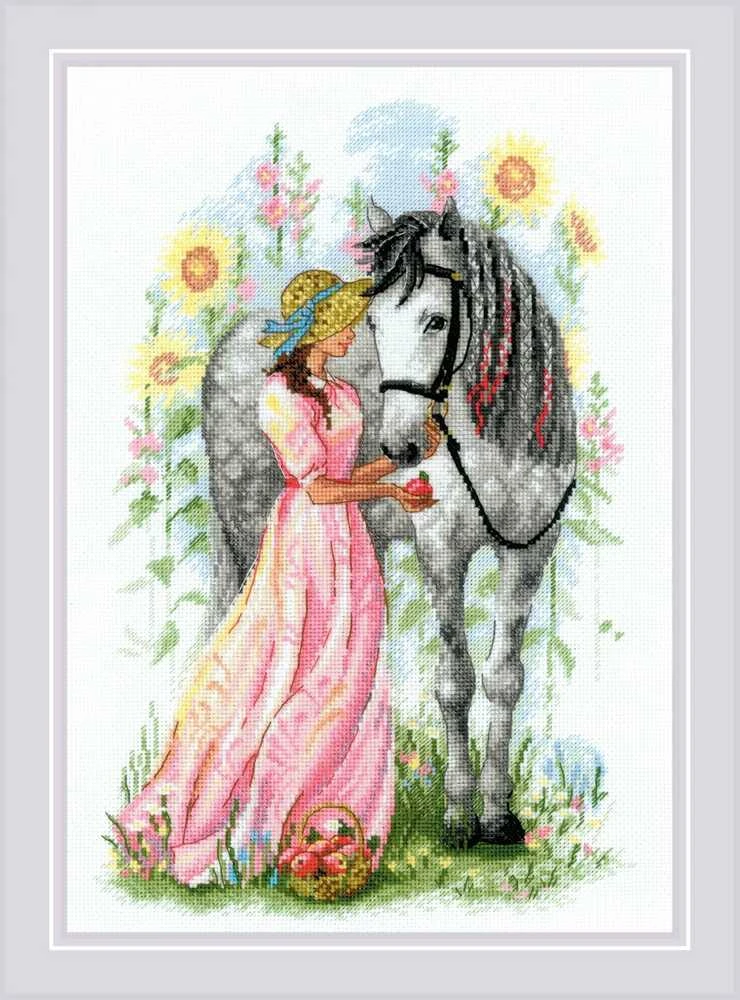 Riolis Kryželių siuvinėjimo rinkinys Horse Girl 21x30 SR2071