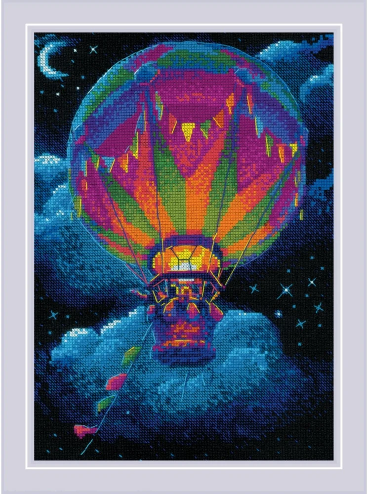 Riolis Kryželiu siuvinėjimo rinkinys. "Karšto oro balionas" 21x30 cm SR2290