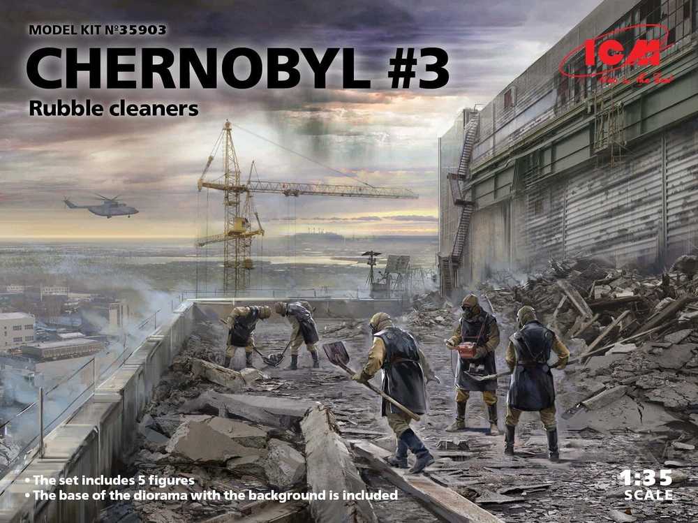 ICM Chernobyl #3 griuvėsių valytojai 1/35 plastikinis rinkinys