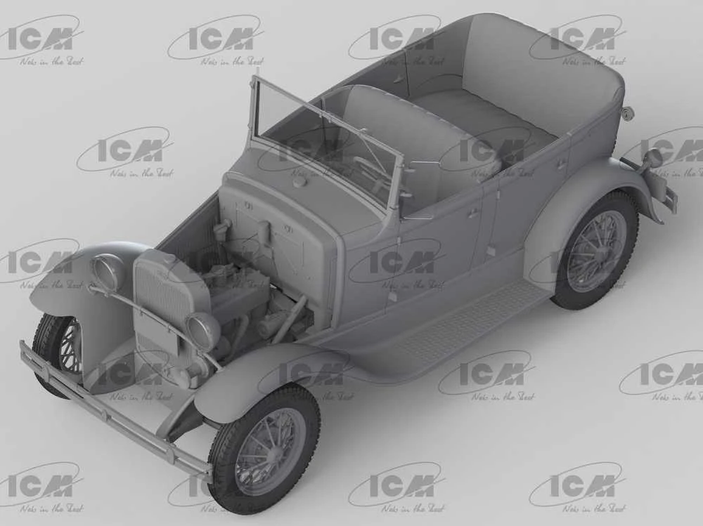 ICM Ford Model A Standard Phaeton 1/24, 1930-ieji – plastiko surinkimo rinkinys