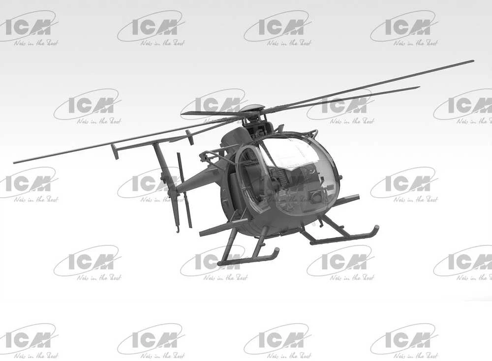 ICM MH-6J Little Bird JAV pajėgų sraigtasparnio modelis 1/48
