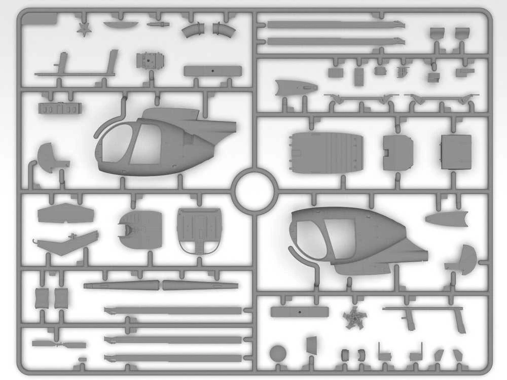 ICM MH-6J Little Bird JAV pajėgų sraigtasparnio modelis 1/48