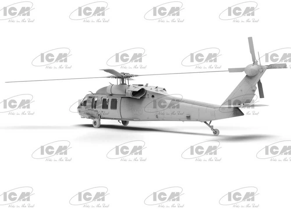 ICM UH-60A Juodas Hawk Ukrainos žvalgybos sraigtasparnis 1/48 plastikinis rinkinys