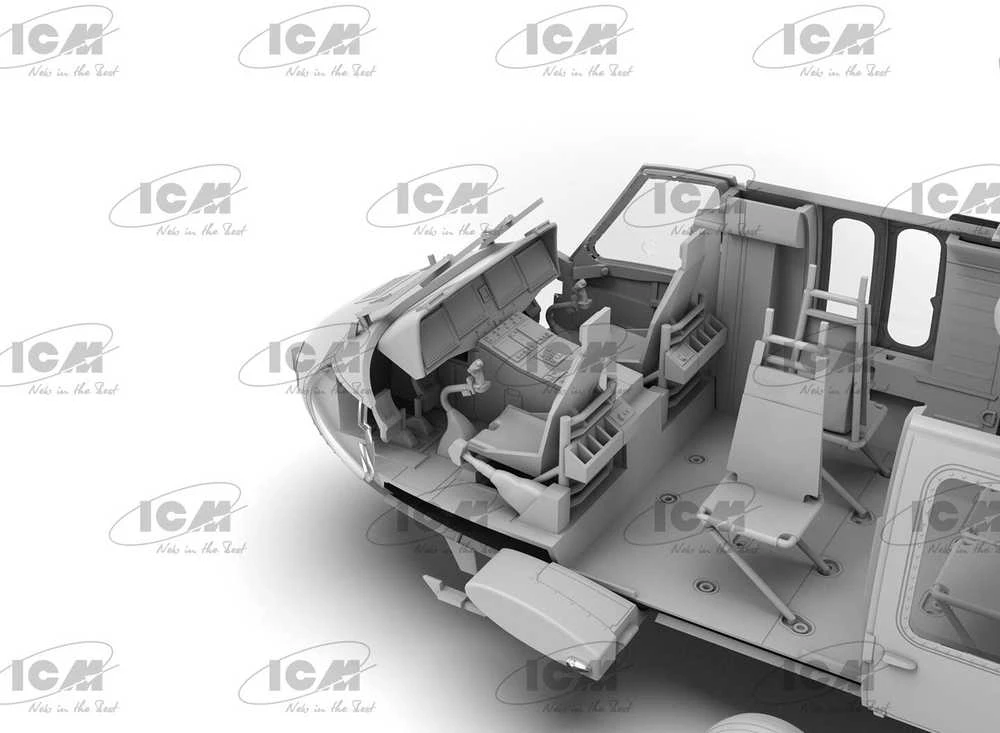 ICM UH-60A Juodas Hawk Ukrainos žvalgybos sraigtasparnis 1/48 plastikinis rinkinys