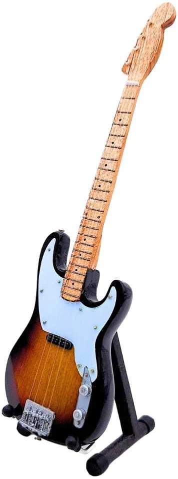 Indominiguitars Stingo stiliaus mini mahono gitara, 24,5 cm, su stovu – puiki dovana