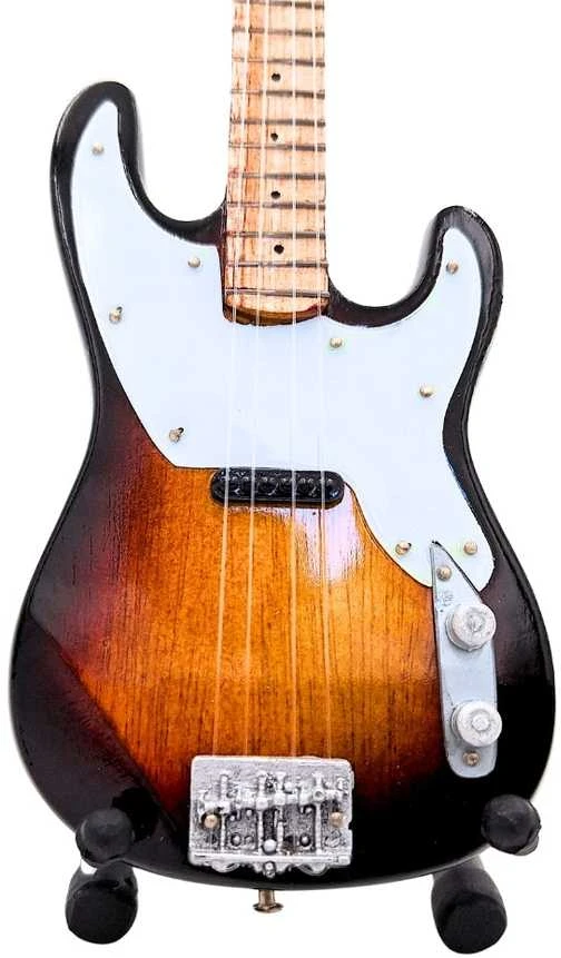 Indominiguitars Stingo stiliaus mini mahono gitara, 24,5 cm, su stovu – puiki dovana