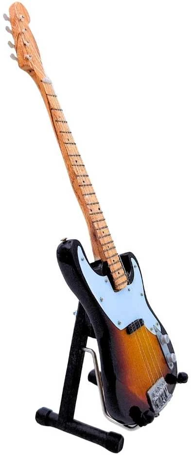 Indominiguitars Stingo stiliaus mini mahono gitara, 24,5 cm, su stovu – puiki dovana