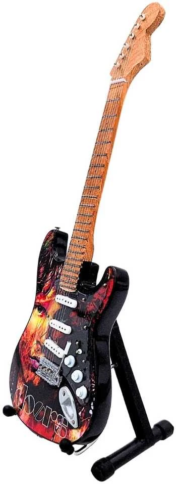 Indominiguitars Raudonmedžio mini gitara – Jimo Morrisono (The Doors) įkvėpta, su stovu