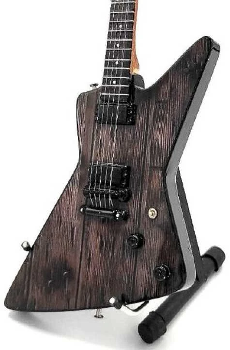 Indominiguitars Mini gitara „Metallica“ – James Hetfield stiliaus, mahagonas, 1:4, dekoras, kolekcinė