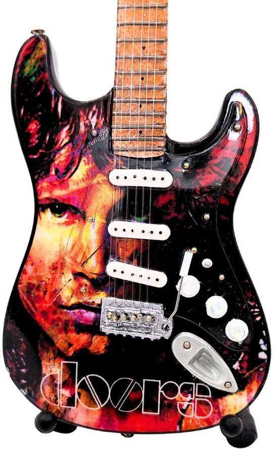 Indominiguitars Raudonmedžio mini gitara – Jimo Morrisono (The Doors) įkvėpta, su stovu