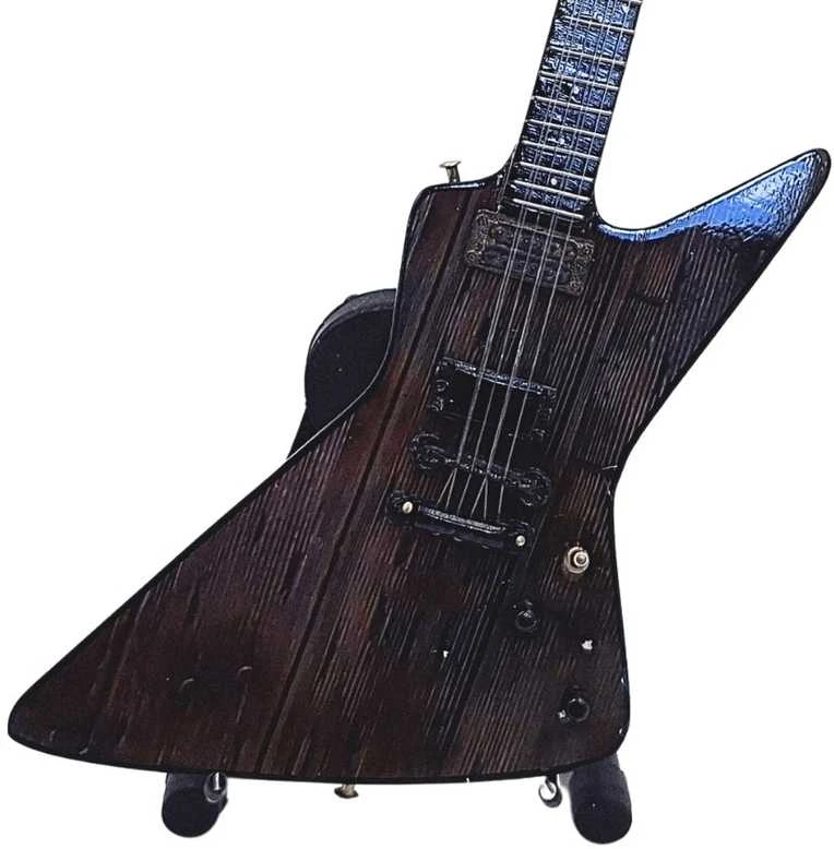 Indominiguitars Mini gitara „Metallica“ – James Hetfield stiliaus, mahagonas, 1:4, dekoras, kolekcinė