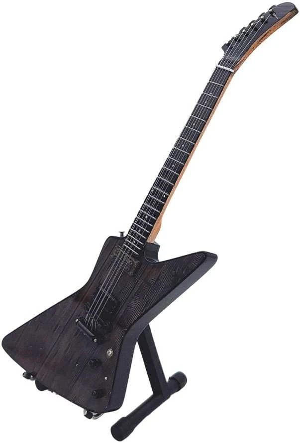 Indominiguitars Mini gitara „Metallica“ – James Hetfield stiliaus, mahagonas, 1:4, dekoras, kolekcinė